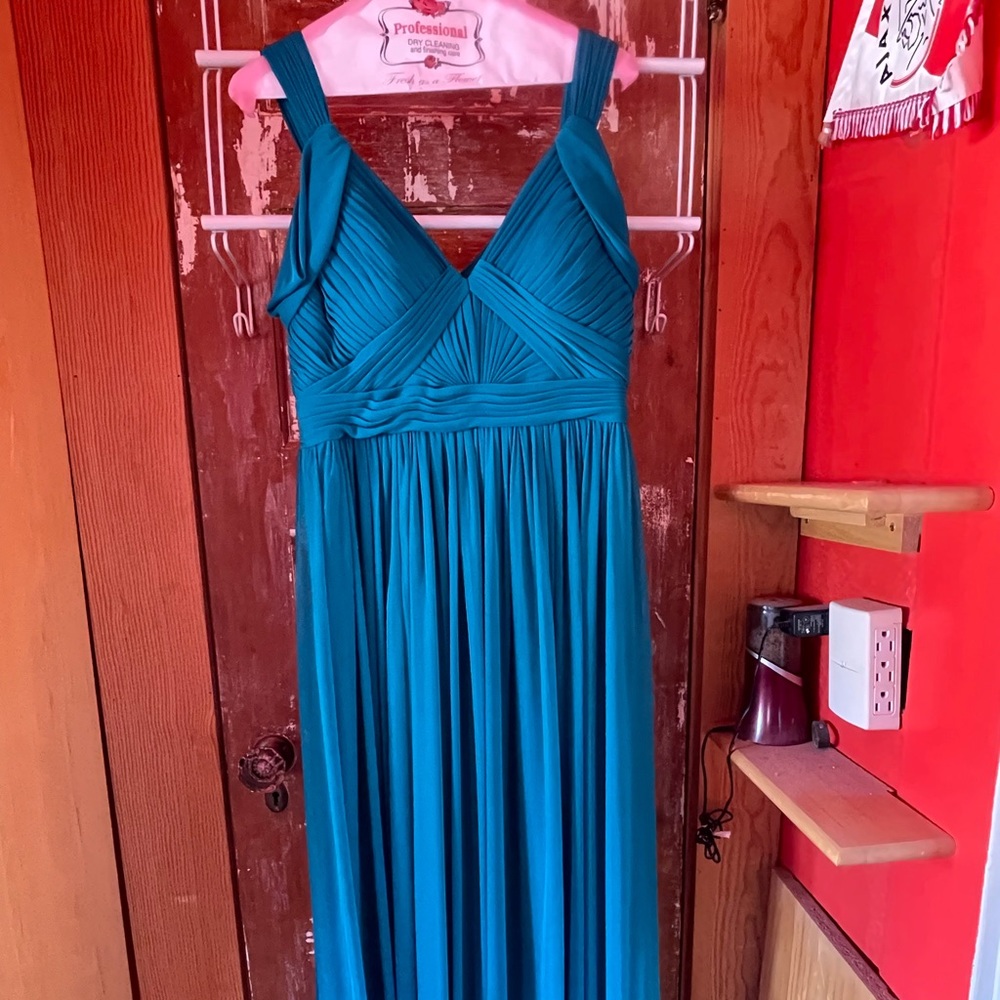 Aurora Teal Azazie Calla bridesmaid dress